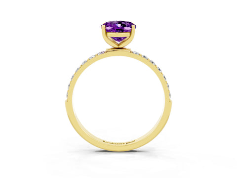 Yellow gold Oval Cut Diamond Pavé Band with Six-Prong Setting_3
