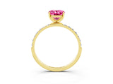 Yellow gold Oval Cut Diamond Pavé Band with Six-Prong Setting_3