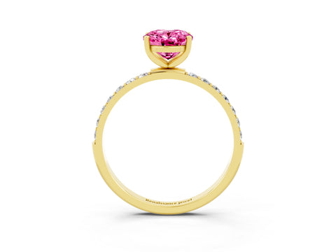 Yellow gold Oval Cut Diamond Pavé Band with Six-Prong Setting_3