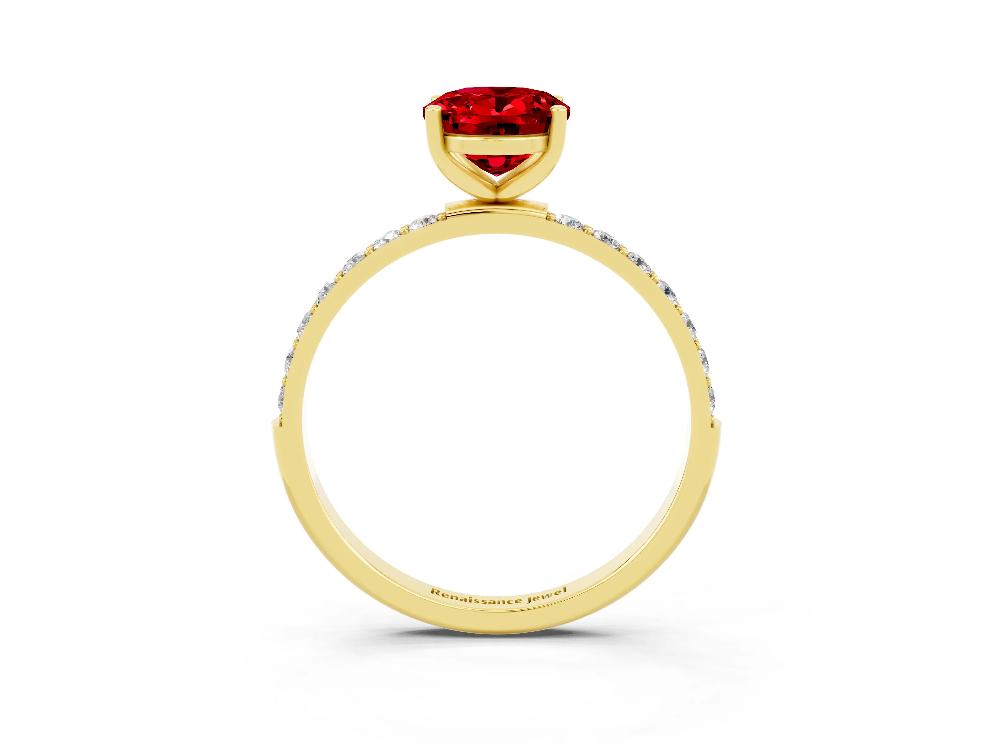 Yellow gold Oval Cut Diamond Pavé Band with Six-Prong Setting_3
