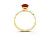 Yellow gold Oval Cut Diamond Pavé Band with Six-Prong Setting_3