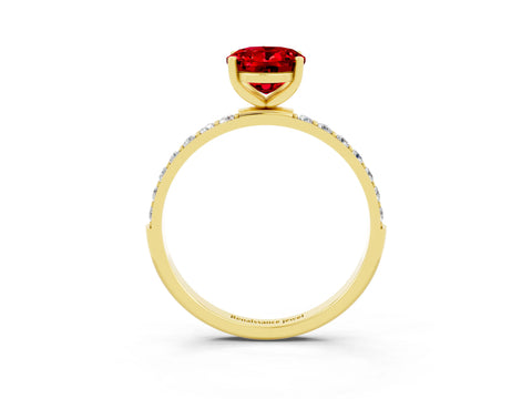 Yellow gold Oval Cut Diamond Pavé Band with Six-Prong Setting_3