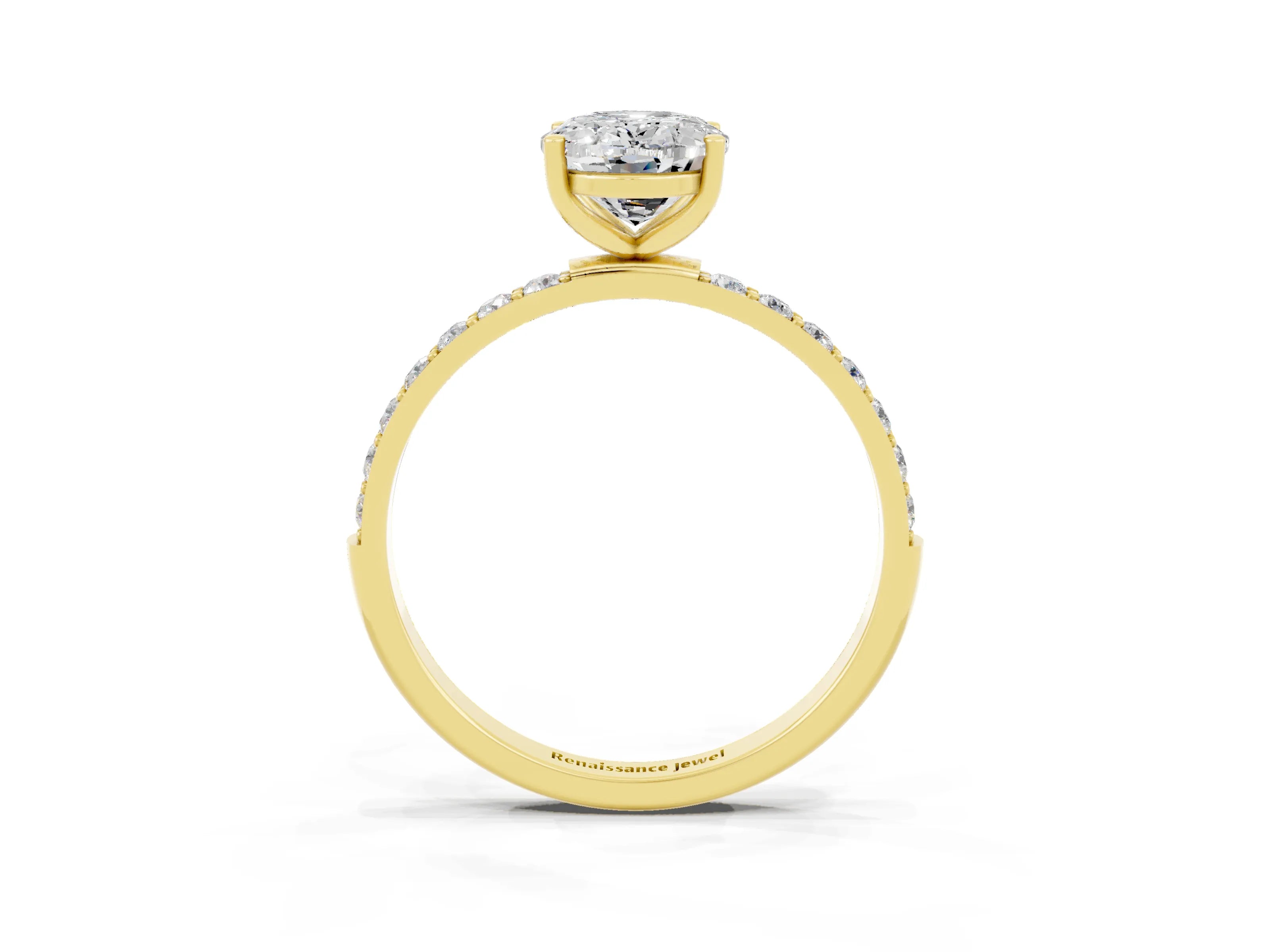 Yellow gold Oval Cut Diamond Pavé Band with Six-Prong Setting_3