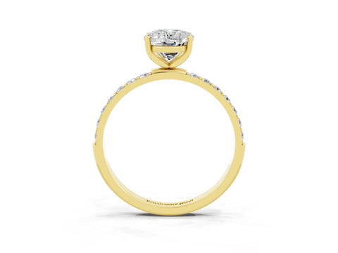 Yellow gold Oval Cut Diamond Pavé Band with Six-Prong Setting_3