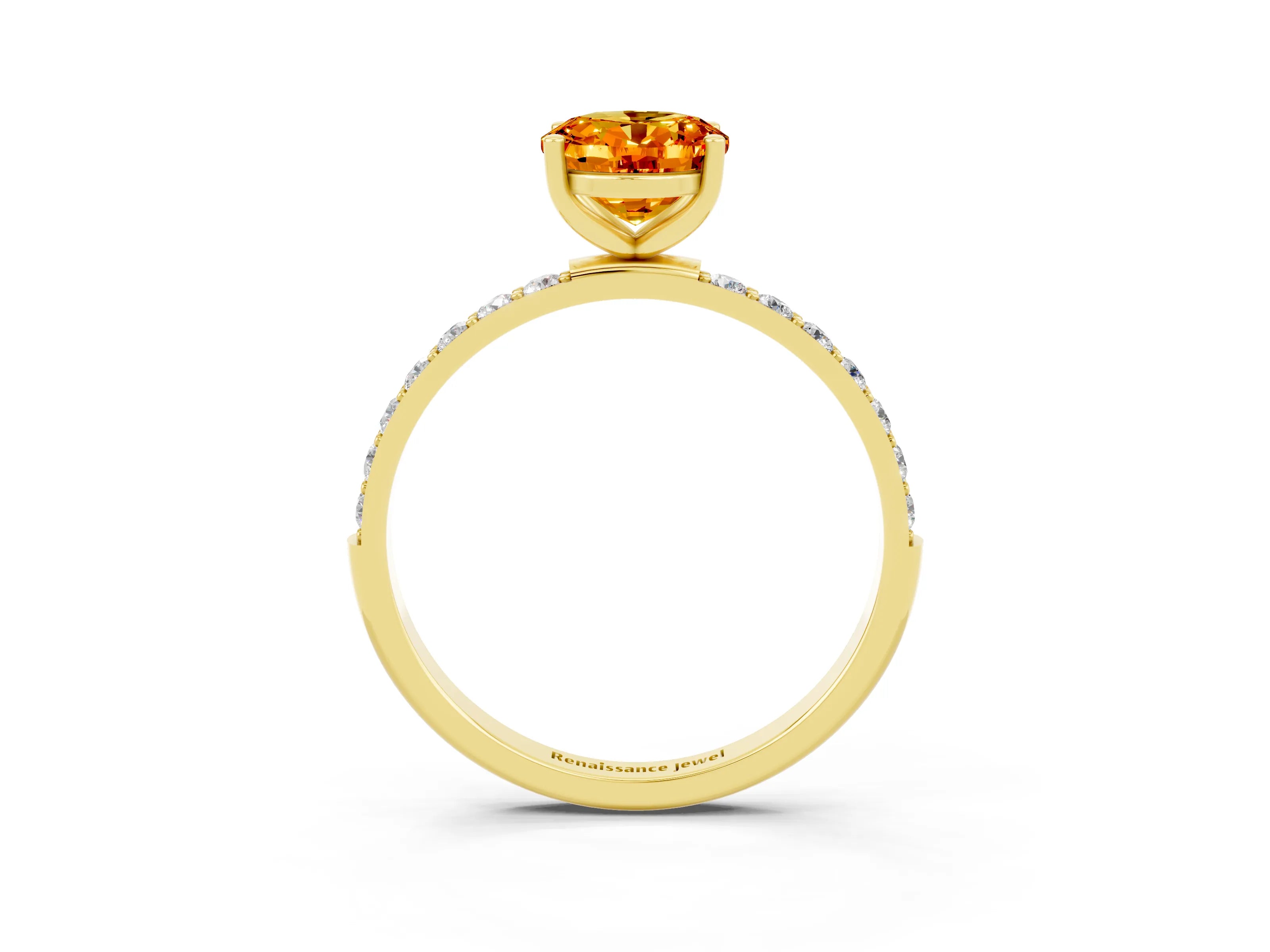 Yellow gold Oval Cut Diamond Pavé Band with Six-Prong Setting_3