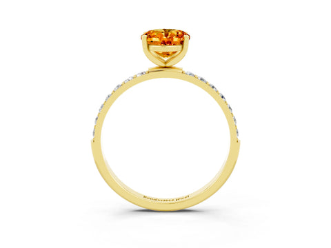 Yellow gold Oval Cut Diamond Pavé Band with Six-Prong Setting_3