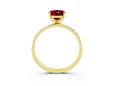 Yellow gold Oval Cut Diamond Pavé Band with Six-Prong Setting_3