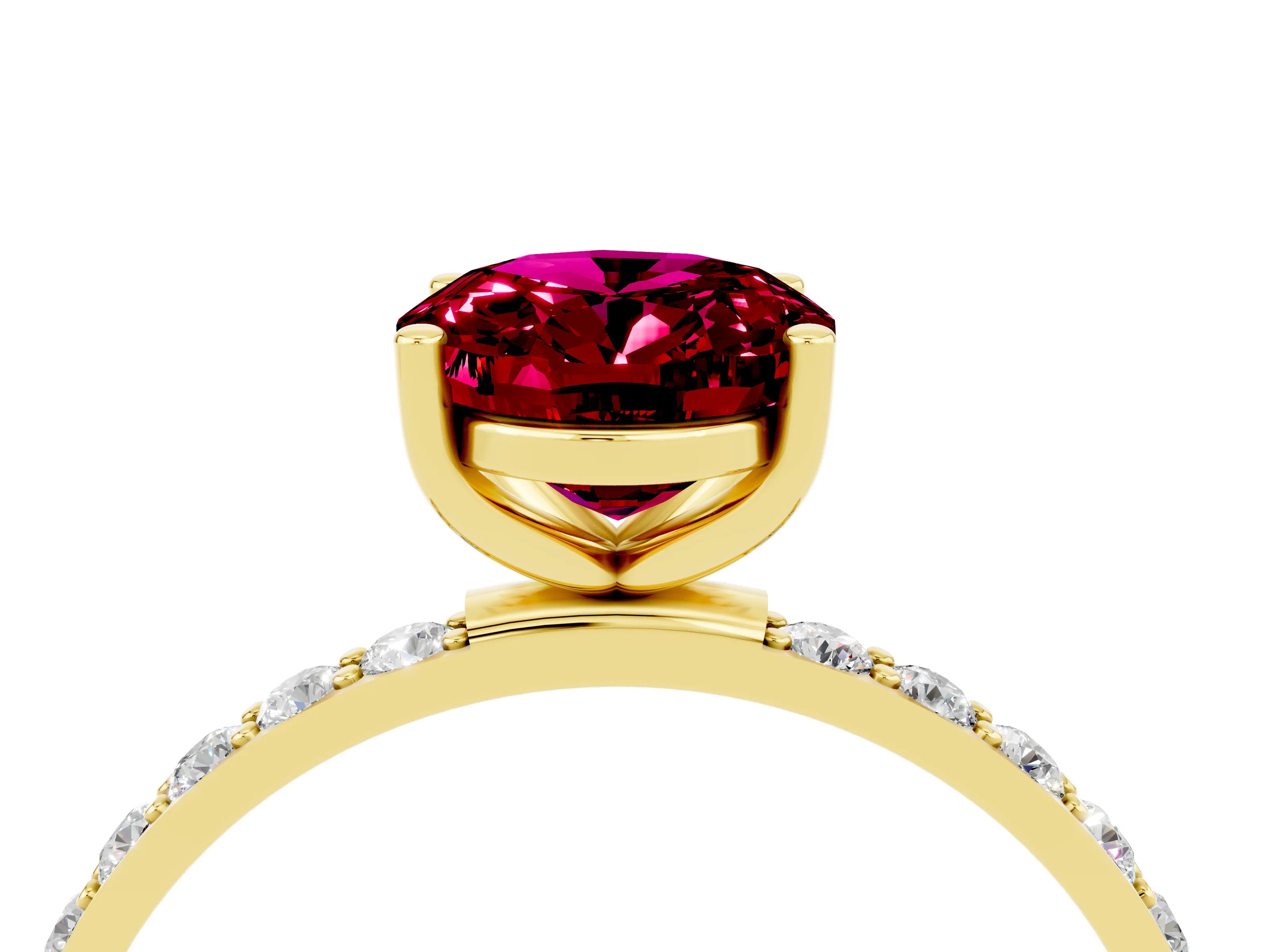Yellow gold Oval Cut Diamond Pavé Band with Six-Prong Setting_4