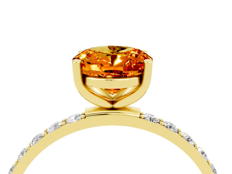 Yellow gold Oval Cut Diamond Pavé Band with Six-Prong Setting_4