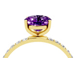 Yellow gold Oval Cut Diamond Pavé Band with Six-Prong Setting_4