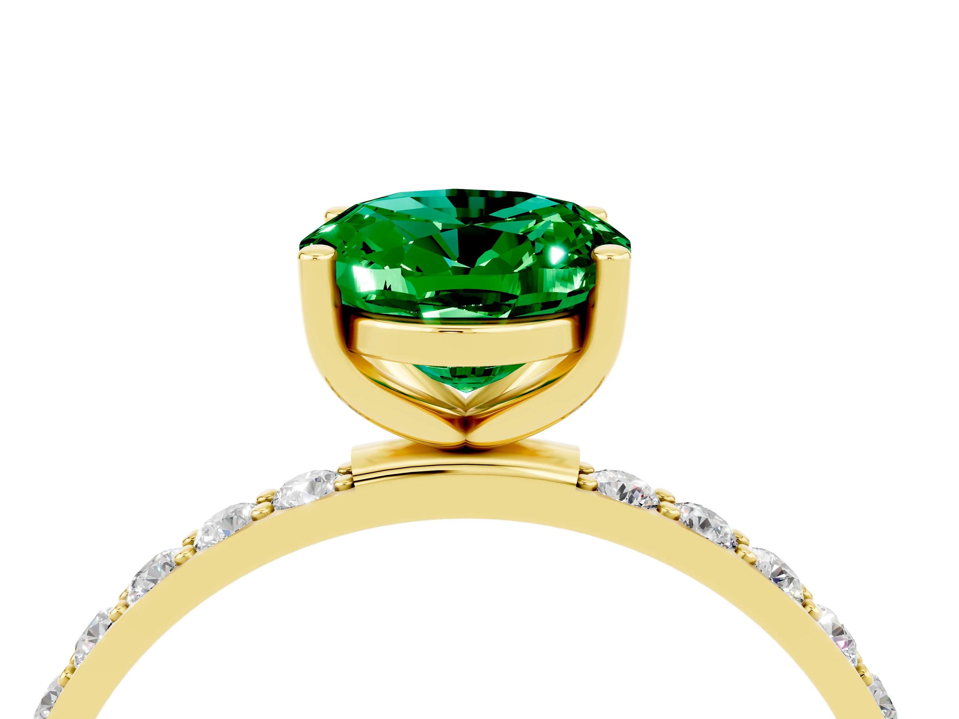 Yellow gold Oval Cut Diamond Pavé Band with Six-Prong Setting_4