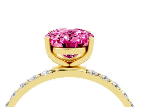 Yellow gold Oval Cut Diamond Pavé Band with Six-Prong Setting_4