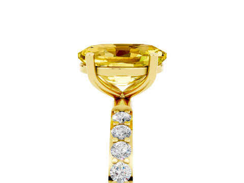 Yellow gold Oval Cut Diamond Pavé Band with Six-Prong Setting_5