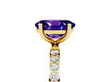Yellow gold Oval Cut Diamond Pavé Band with Six-Prong Setting_5