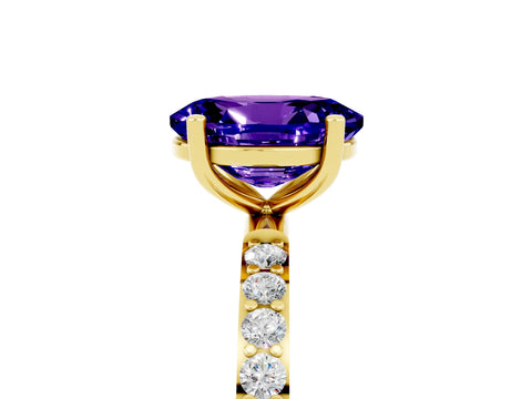 Yellow gold Oval Cut Diamond Pavé Band with Six-Prong Setting_5