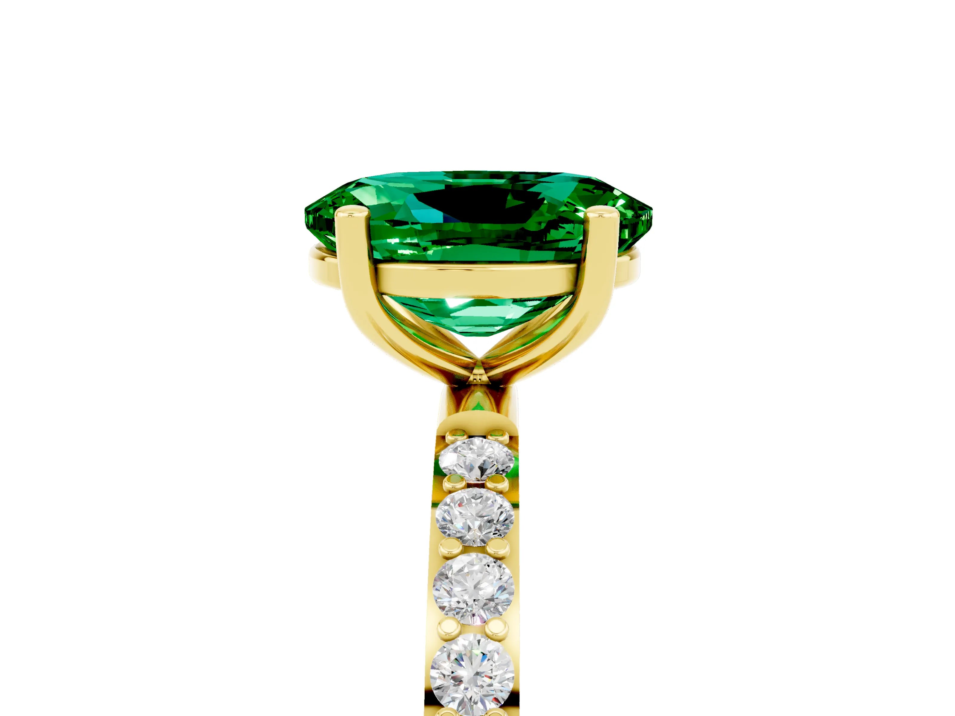 Yellow gold Oval Cut Diamond Pavé Band with Six-Prong Setting_5