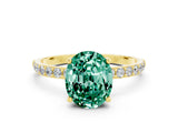 Yellow gold Oval Cut Diamond Pavé Band with Six-Prong Setting