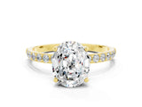 Yellow gold Oval Cut Diamond Pavé Band with Six-Prong Setting