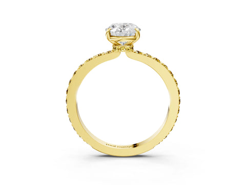 Yellow gold Oval Cut Diamond Pavé Engagement Ring with Round with Yellow Sapphire side stone Accents and Prong Setting_3