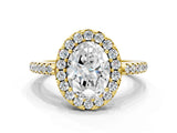 Yellow gold Oval Cut Diamond Pavé Halo Ring with Four-Prong Setting_36