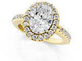 Yellow gold Oval Cut Diamond Pavé Halo Ring with Four-Prong Setting_37