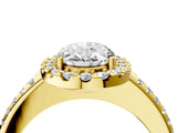 Yellow gold Oval Cut Diamond Pavé Halo Ring with Four-Prong Setting_40