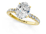 Yellow gold Oval Cut Diamond Pavé Solitaire Engagement Ring with Four-Prong Setting_76