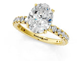Yellow gold Oval Cut Diamond Pavé Solitaire Ring with Round Band and Prong Setting_13