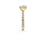 Yellow gold Oval Cut Diamond Pavé Solitaire Ring with Round Band and Prong Setting_14