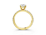 Yellow gold Oval Cut Diamond Pavé Solitaire Ring with Round Band and Prong Setting_15