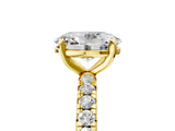 Yellow gold Oval Cut Diamond Pavé Solitaire Ring with Round Band and Prong Setting_17