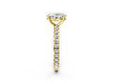 Yellow gold Oval Cut Diamond Pavé Solitaire Ring with Round Band and Prong Setting_26