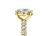 Yellow gold Oval Cut Diamond Pavé Solitaire Ring with Round Band and Prong Setting_29