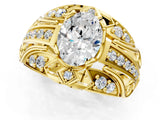 Yellow gold Oval Cut Diamond Pave Art Deco Split Shank Ring with Four-Prong Setting_10