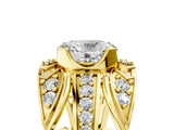 Yellow gold Oval Cut Diamond Pave Art Deco Split Shank Ring with Four-Prong Setting_14