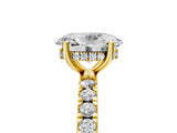 Yellow gold Oval Cut Diamond Pave Band Solitaire Ring with Four-Prong Setting_106