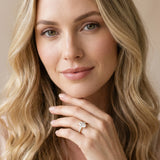 Yellow gold Oval Cut Diamond Prong Set Engagement Ring with Pavé Band_248