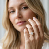 Yellow gold Oval Cut Diamond Prong Set Engagement Ring with Pavé Band_249