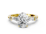 Yellow gold Oval Cut Diamond Ring with Baguette Side Stones, Channel Set Band, and Four-Prong Setting_25