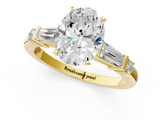 Yellow gold Oval Cut Diamond Ring with Baguette Side Stones, Channel Set Band, and Four-Prong Setting_26