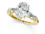Yellow gold Oval Cut Diamond Ring with Baguette Side Stones, Channel Set Band, and Four-Prong Setting_26