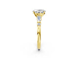 Yellow gold Oval Cut Diamond Ring with Baguette Side Stones, Channel Set Band, and Four-Prong Setting_27