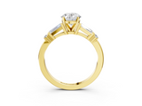 Yellow gold Oval Cut Diamond Ring with Baguette Side Stones, Channel Set Band, and Four-Prong Setting_28