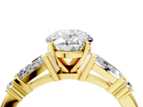 Yellow gold Oval Cut Diamond Ring with Baguette Side Stones, Channel Set Band, and Four-Prong Setting_29