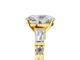 Yellow gold Oval Cut Diamond Ring with Baguette Side Stones, Channel Set Band, and Four-Prong Setting_30
