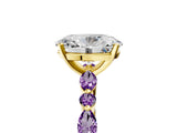 Yellow gold Oval Cut Diamond Ring with Marquise and Round with Amethyst side stone Side Stones and Four-Prong Setting_29