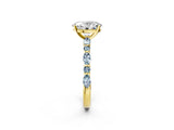 Yellow gold Oval Cut Diamond Ring with Marquise and Round with Aquamarine side stone Side Stones and Four-Prong Setting_14