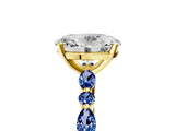 Yellow gold Oval Cut Diamond Ring with Marquise and Round with Blue Sapphire side stone Side Stones and Four-Prong Setting_53