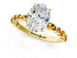 Yellow gold Oval Cut Diamond Ring with Marquise and Round with Citrine side stone Side Stones and Four-Prong Setting_13
