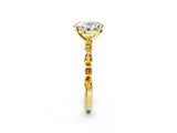 Yellow gold Oval Cut Diamond Ring with Marquise and Round with Citrine side stone Side Stones and Four-Prong Setting_14